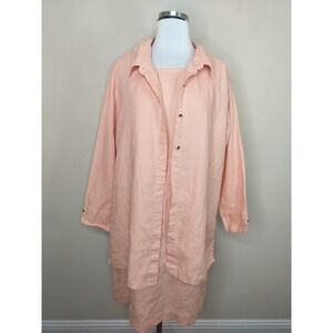 Real Comfort Linen Dress + Jacket Set Outfit Peach